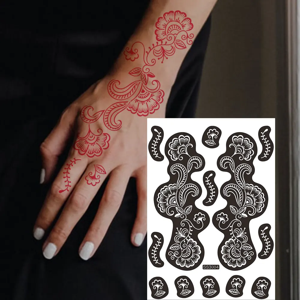 Reusable Hollow Henna Tattoo Stencil for Women Hand Arm Sleeve Waterproof Temporary DIY Tattoo Painting Template 1pc