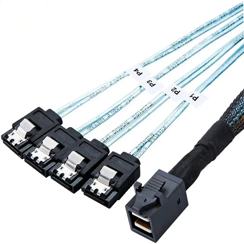 Adaptador de Cable HD Mini SAS 12G SFF-8643 a SATA, controlador de placa base interna SFF 8643 a convertidor de disco duro 4 SATA
