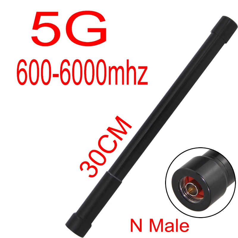 4G/5G 전방향 FRP 안테나, 600 - 6000 MHz, 방수 기능 및 60W 고출력, 옵션 SMA 인터페이스 케이블.
