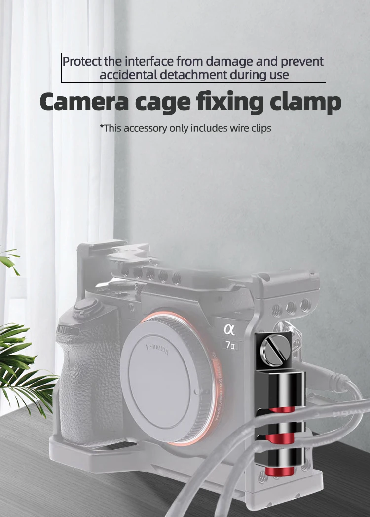 HDMI-Compatible Cable Clamp for Sony A72 A73 Cage Rig Plate Adjustable Wire Clip