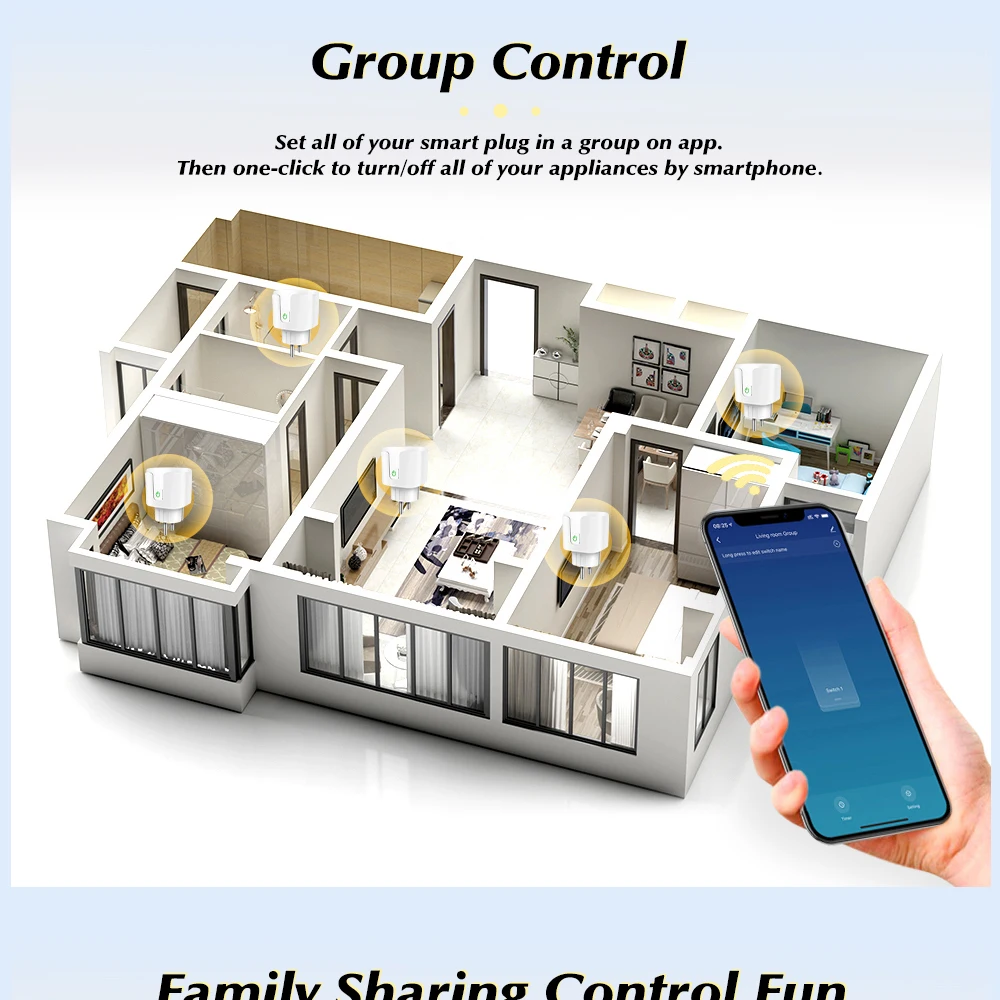 de Energia, Tomada Remota, 20A, Tuya, WiFi,