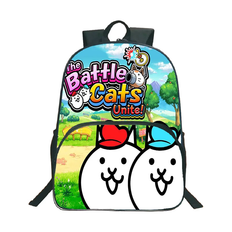 

3D Game The Battle Cats Backpack for Student Cartoon Back to School Mochila 16inch Girls Boys Kids Knapsacks Chlidren Bookbags