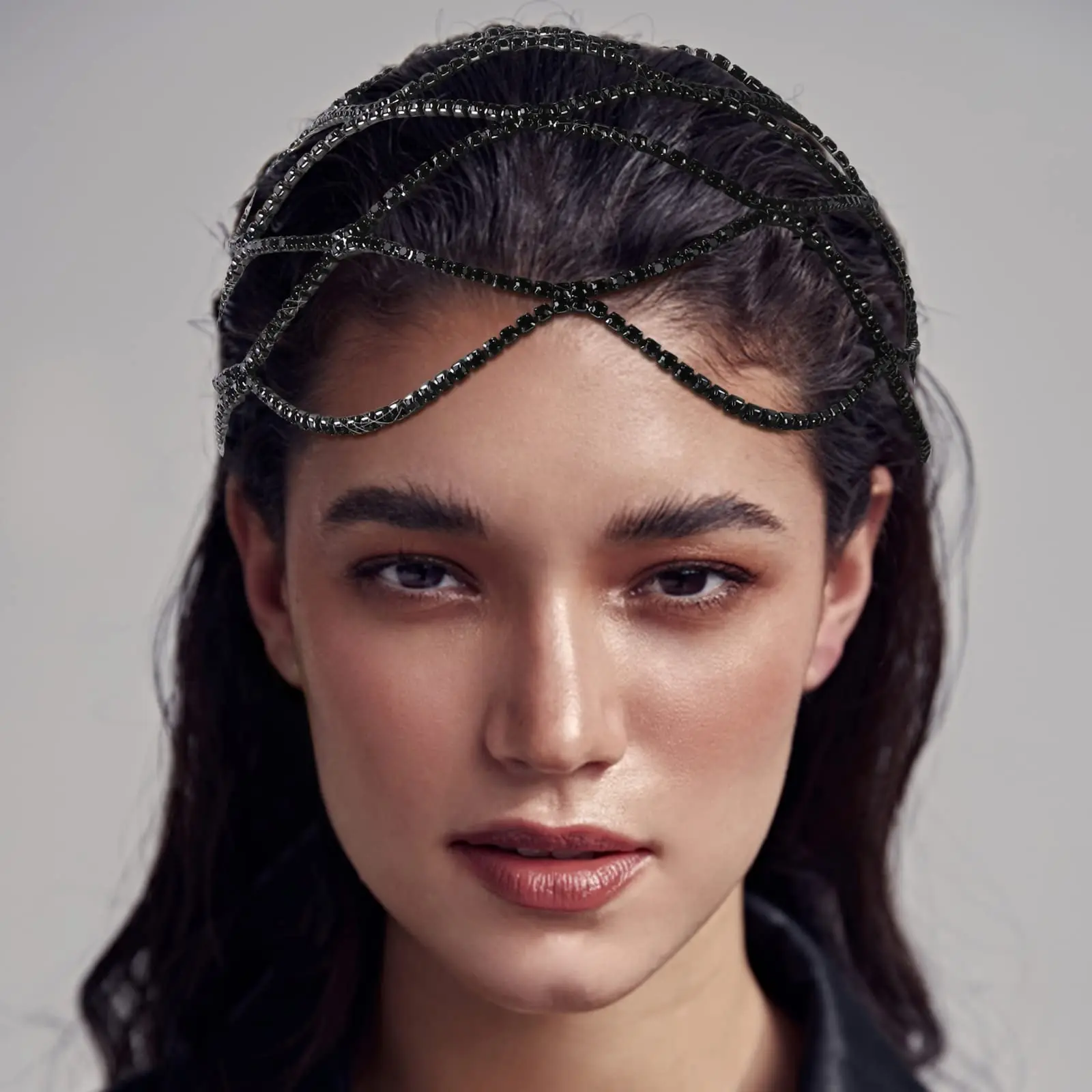 Hollow Rhinestone Mesh Headpiece Wedding Head Chain Jewelry for Women Luxury Crystal Headband Head Cap Hat Hair Accessories jewelry accessories hair accessory hair headdress bridal headwear