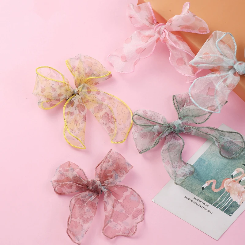 

Baby Hairpin Lace Bows Hair Clips For Girls Printing Pin Children Hair Accessories Princess Barrettes Korean Hooks Duckbill Clip