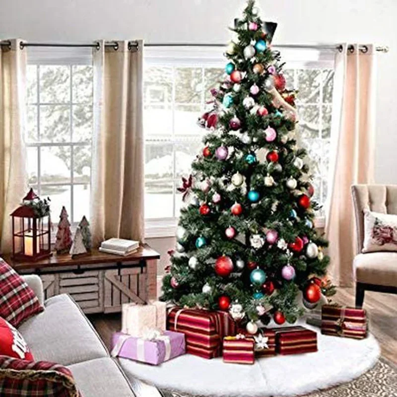 

Christmas Decoration Supplies Pure White Falling Rabbit Fluffy Snowflake Christmas Tree Skirt Long Hair Models Tree Skirt Group