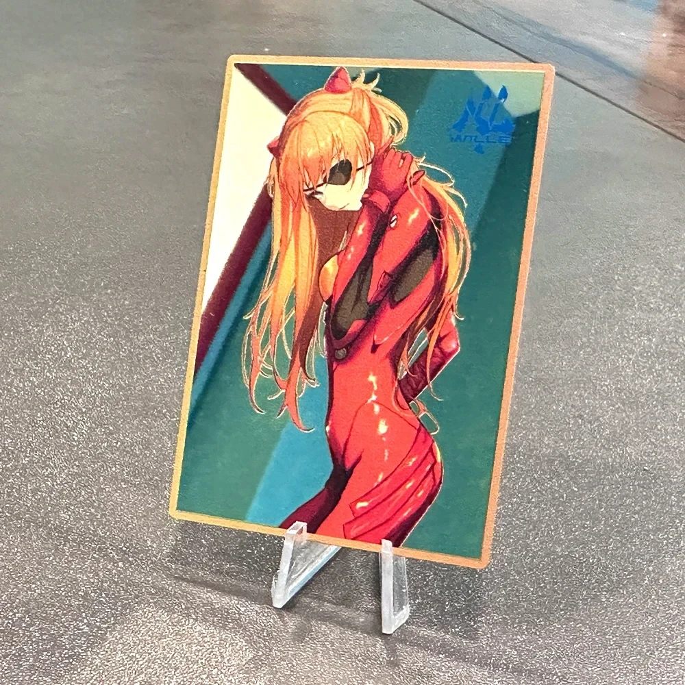 Metal Neon Genesis Evangelion Card Anime Rare Ayanami Limited Cosplay Bright Gold Double Mirror Collection Cards Cartoon Gifts