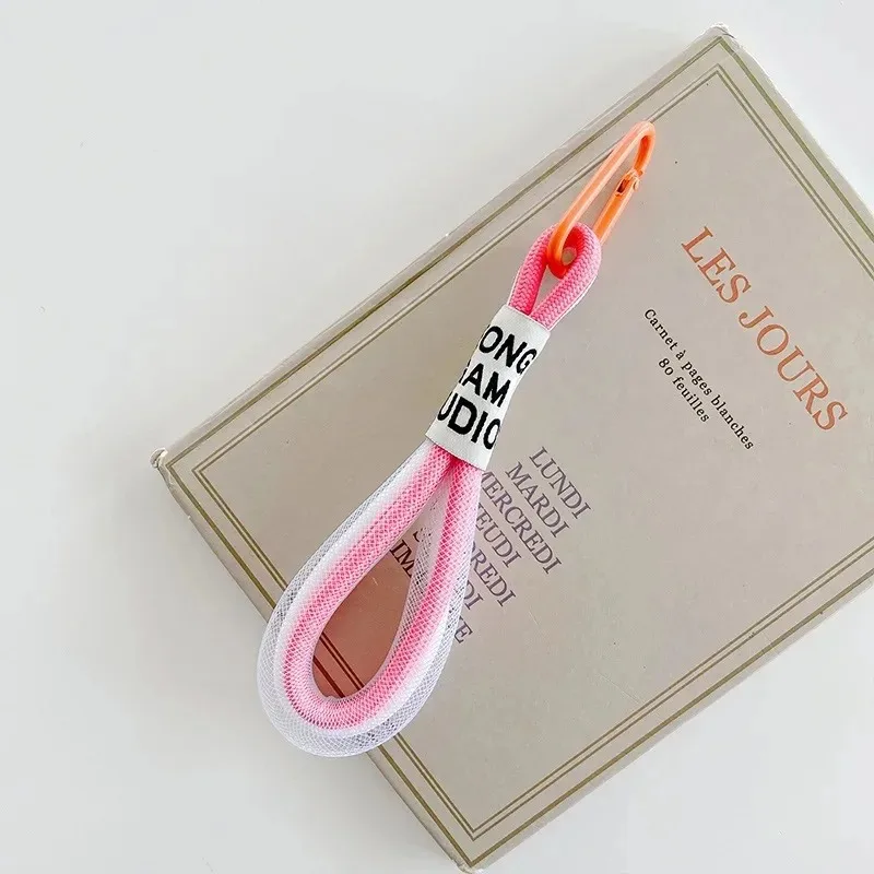 Fashion Creative Iridescent Braid Rope Keychain Two-tone Key Ring for Backpack Pendant Accessories Portable Hanging Cord Jewelry