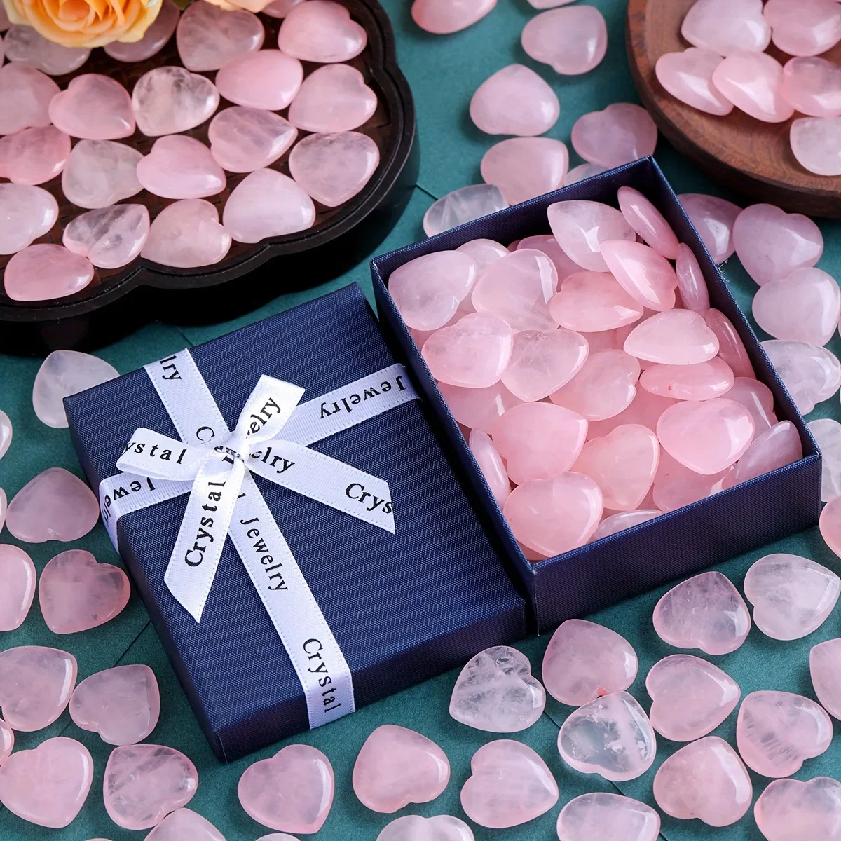 10/20/30PCS Rose Quartz Heart Natural Crystal Gift Set Polished Stones Healing Reiki Gemstone Valentine Gift For Women 2