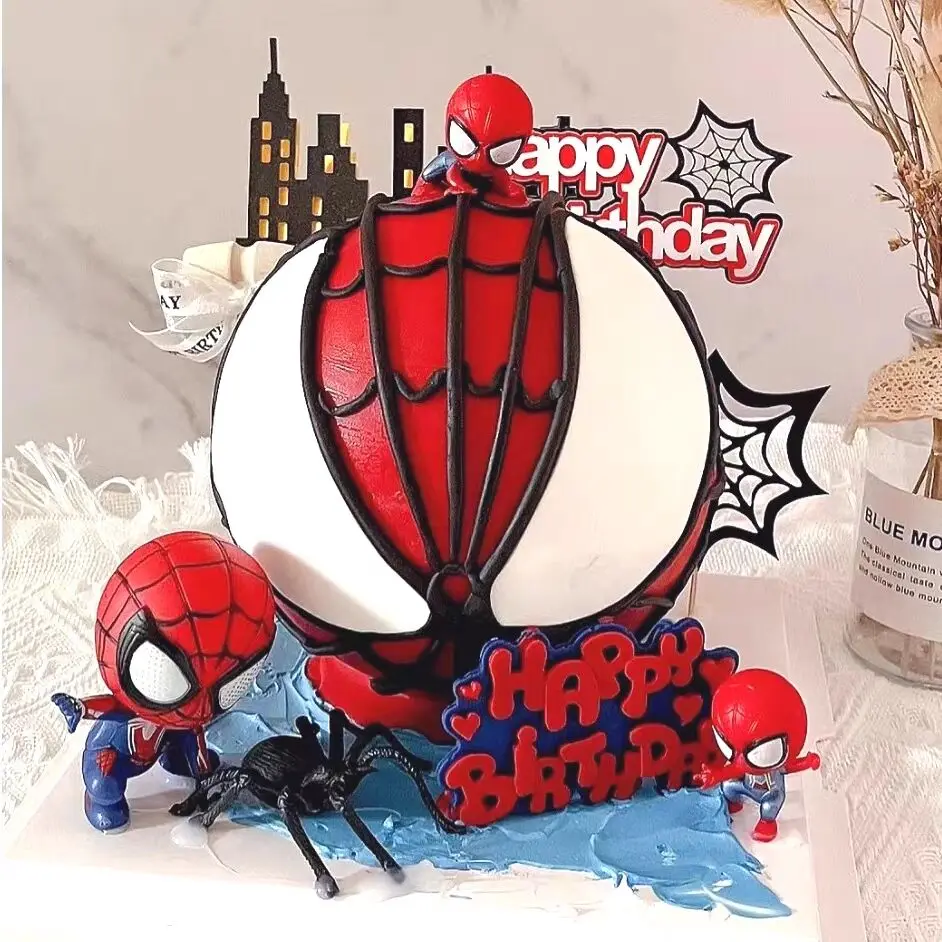 

Super-Hero Spiderman Theme Boy Birthday Cake Decoration Paper Happy Birthday Cake Toppers For Kids Boys Party Cake Decor Supplie
