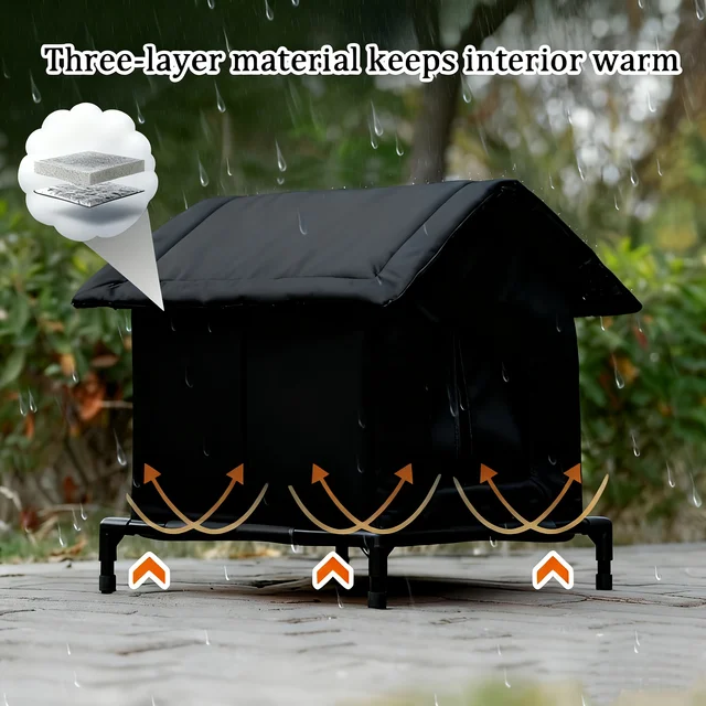 Outdoor Cat Shelter Heated Cat House Waterproof Insulated with Elevated Base Feral Cats Shelter Street House In Winter Yard 5