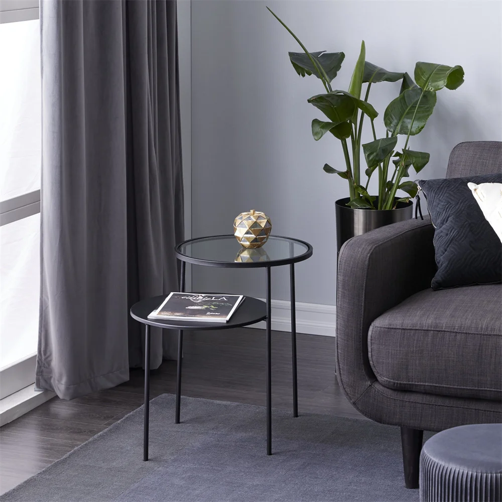 

22" x 23" Black Metal Modern Accent Table