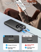 Портативное зарядное устройство 10000 мАч, высокоскоростная зарядка Power Bank со встроенным кабелем, тонкий аккумулятор 5 В/3 А, внешний аккумулятор USB-C. — изображение 5