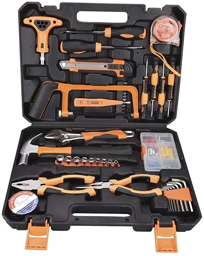 Home Repair Tools Sets 82 Pieces Saw Screwdrivers Sets General Household Hand Tool Kits with Plastic Toolbox