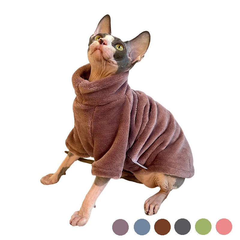 Warm Coral Velvet Hairless Cat Clothes Winter Sphynx Vest Turtleneck Kitten Clothing Puppy Costume Pet Accessories Gatitos Warm Coral Velvet Hairless Cat Clothes Winter Sphynx Vest Turtleneck Kitten Clothing Puppy Costume Pet Accessories Gatitos