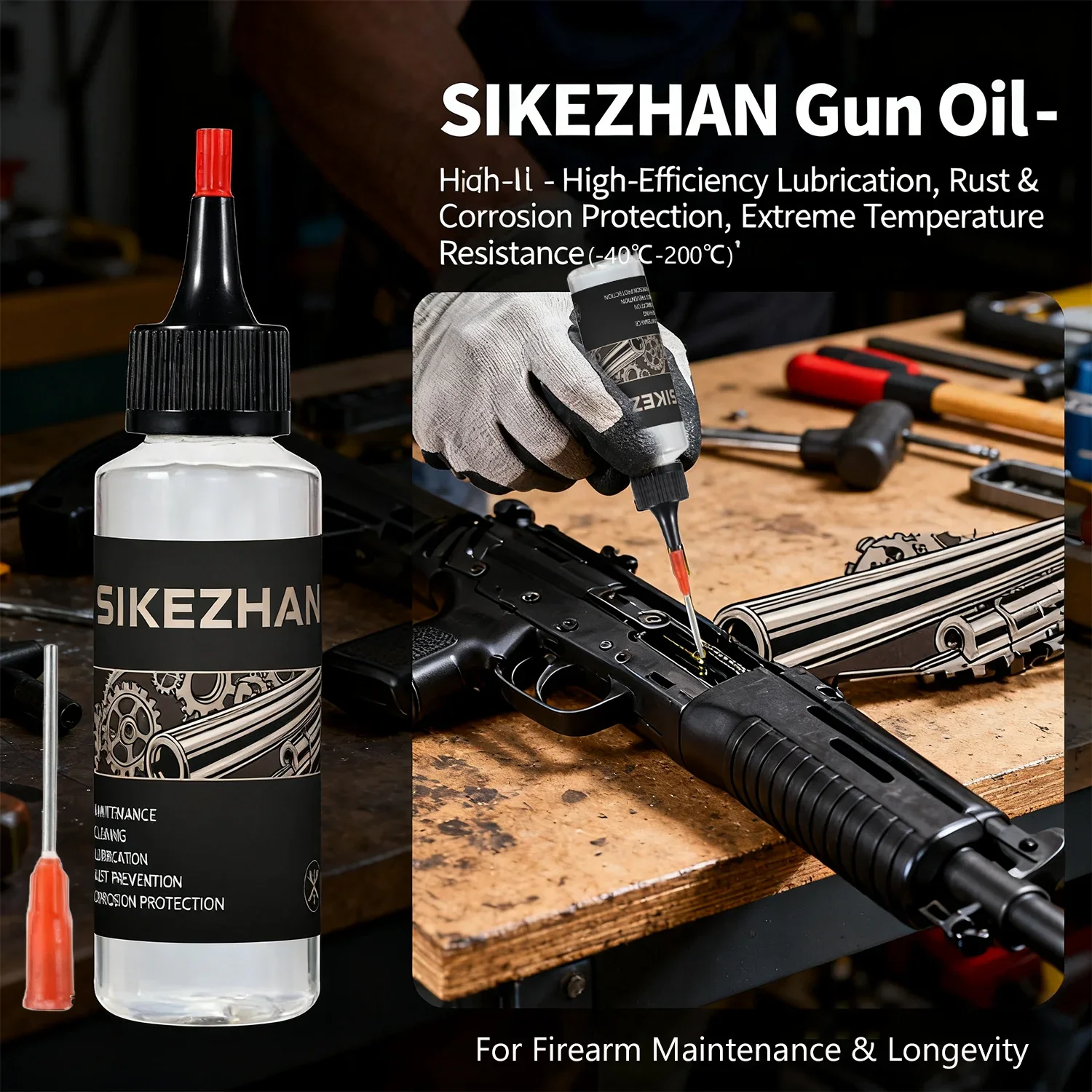 19-Piece Gun Cleaning Kit Barrel Brush 60ml Gun Oil Lubricant Universal Firearm CLP Cleaner Anti-Rust Maintenance Protectant