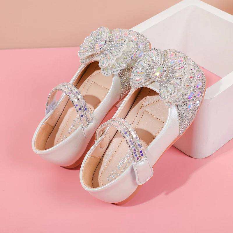 Girls Princess Mary Jane Flats Rhinestone Shoes