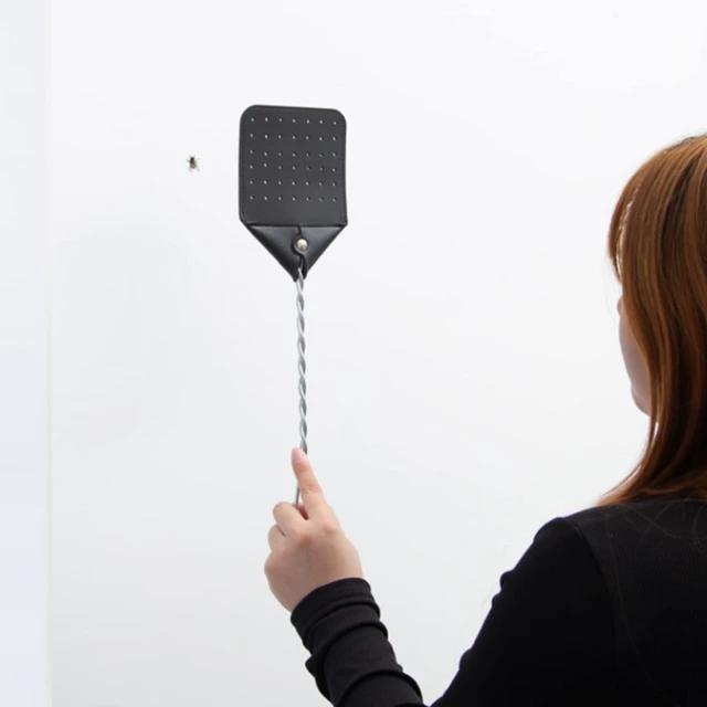 Bőr Fly Swatter Hosszú, Tartós Fém Fogantyúval Beltéri Szabadtéri Hibás Szúnyog Wasp Hever Doury - Image 4