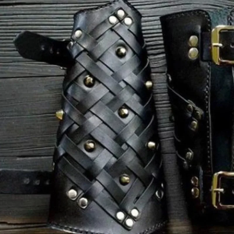 M-YOUNG Bracciali In Pelle Fatti A Mano, Armatura Per Avambraccio Vichinga, Polsino In Rilievo Per Cosplay, Costume, Accessori Uomo