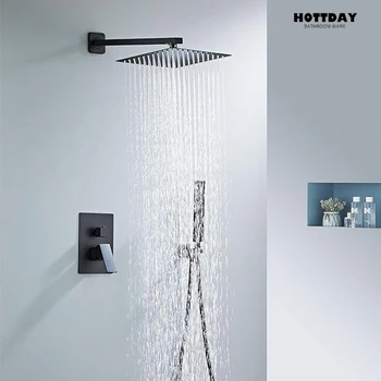 ระบบฝักบัวแบบซ่อนพร้อมฝักบัวเรนชาวเวอร์ขนาด 10 นิ้ว และฝักบัวแบบมือถือ ชุดฝักบัวเรนชาวเวอร์หรูหราสำหรับห้องน้ำ ชุดฝักบัวอาบน้ำแบบมือถือ 2