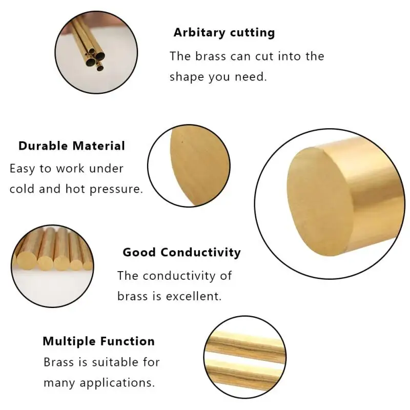 1-10pcs Brass Round Bar Rod 1.6-20mm Dia 100-500mm Length DIY Model Making Jewelry Craft Hardware Supplies Golds Brass Wire Tube