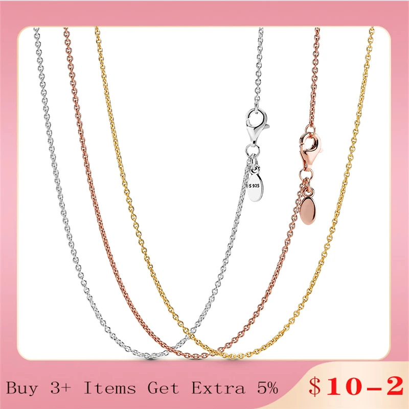 earrings Female Fashion 925 Sterling Silver Necklace Classic Cable Chain Rose Gold Necklace For Women Jewelry Anniversary Gift wedding bands