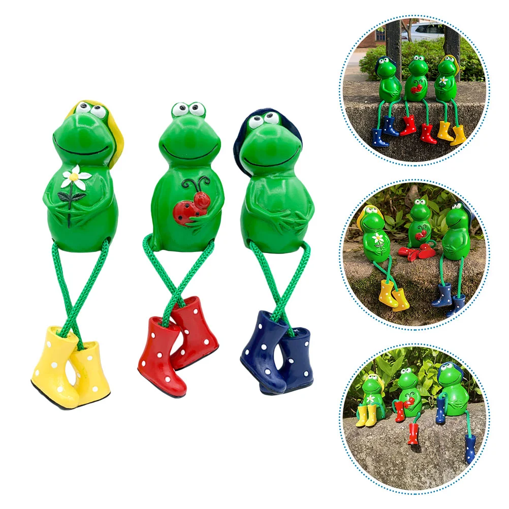 

3 Pcs Resin Hanging Leg Frog Pond Decoration Statue Crafts Creative Adornment Frog-shape Figurine