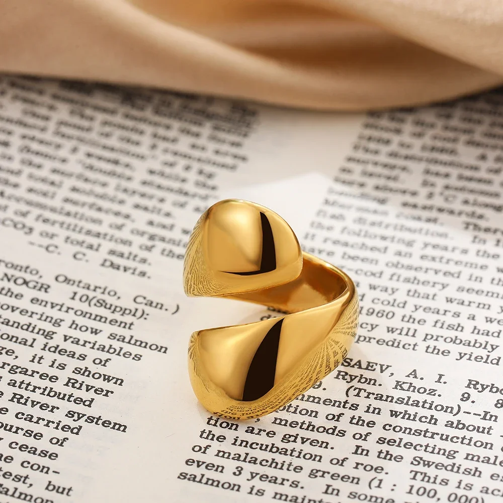 Vintage Irregular Geometric Gold Plated Rings Hiphop Chunky Stainless Steel Smooth Circle Dome Ring Designer Jewelry Party Gifts