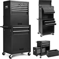 6-Drawer Rolling Tool Chest, 3-in-1 Tool Box Organizer w/Auto Locking System & Lockable Wheels & Sliding Drawers &Detachable Top 1