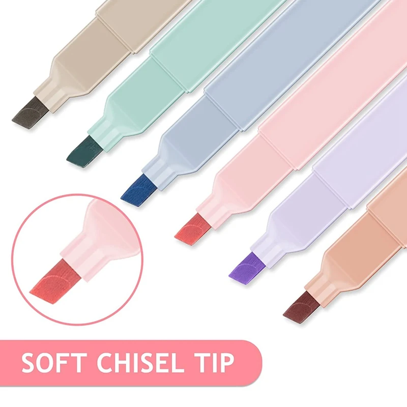 귀여운 미학 펜 모듬 색상, 성서 하이라이터, 12 색 미학 펜, 부드러운 팁이 있는 미학 펜