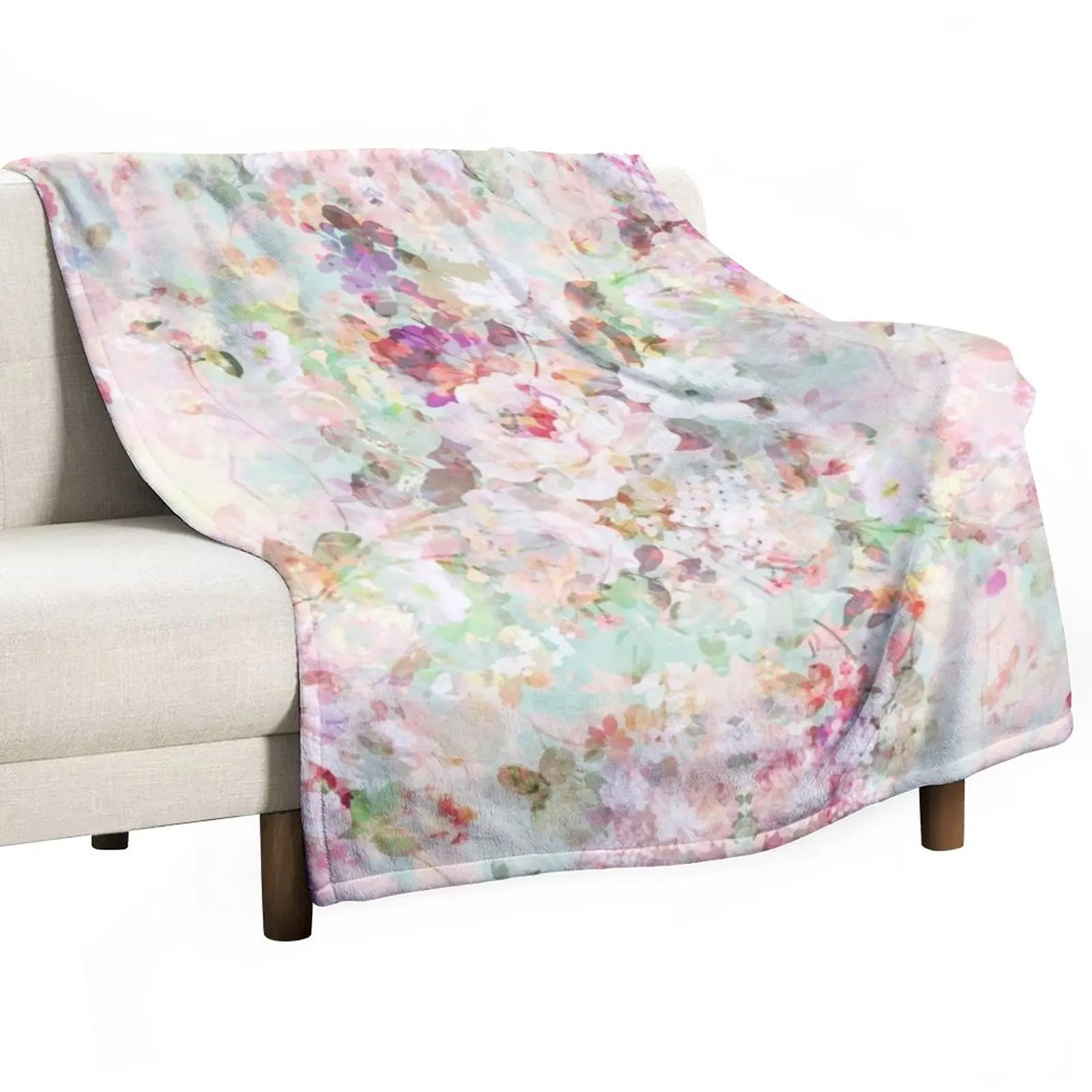 

Pink watercolor vintage flowers pattern Throw Blanket Decorative Sofa Blankets Blankets For Sofas