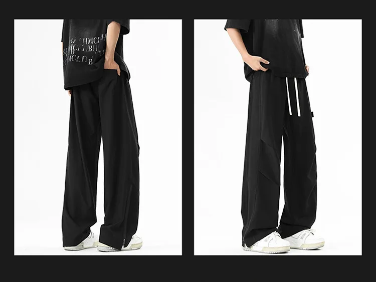 Herren Retro-Arbeits-Fallschirmjägerhose, modische männliche Frühlings-Herbst-lose Freizeithose, Reißverschluss-Design am Saum, Jogginghose – Detail 7