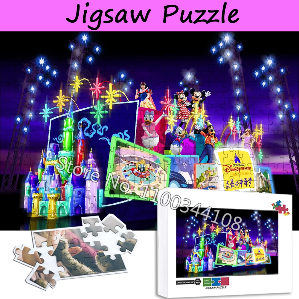 

Disneyland Jigsaw Puzzles for Children's Educational Toys Disney Mickey Mouse Wooden Puzzle Collection Adult Kids Handmade Gifts