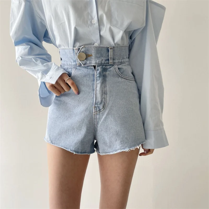 

High Waisted Jeans Shorts Women 2023 New High Waisted Korean Fashion Vintage Straight Jeans Shorts Summer Casual Shorts