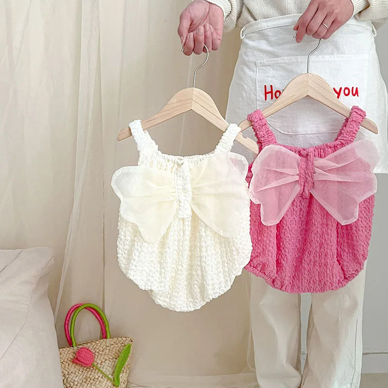 Pink Baby Girls Summer Butterfly Jumpsuit