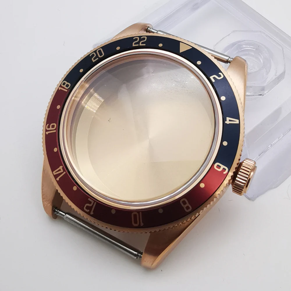 

39mm rose gold dome sapphire glass waterproof watch case fit NH35 NH36 NH34 movement