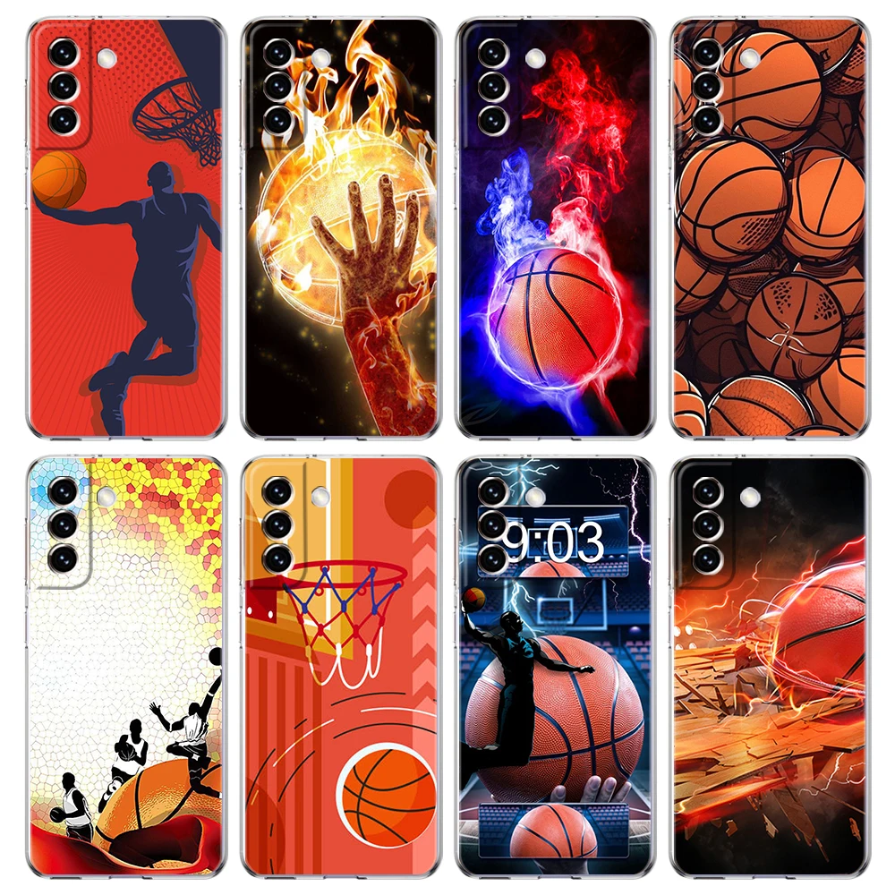 Basketballkorb Sport Handyhülle für Samsung Galaxy S24 S23 S22 S20 S21 FE Ultra S24 S10 S10E S9 S8 Plus 5G Transparente Hülle