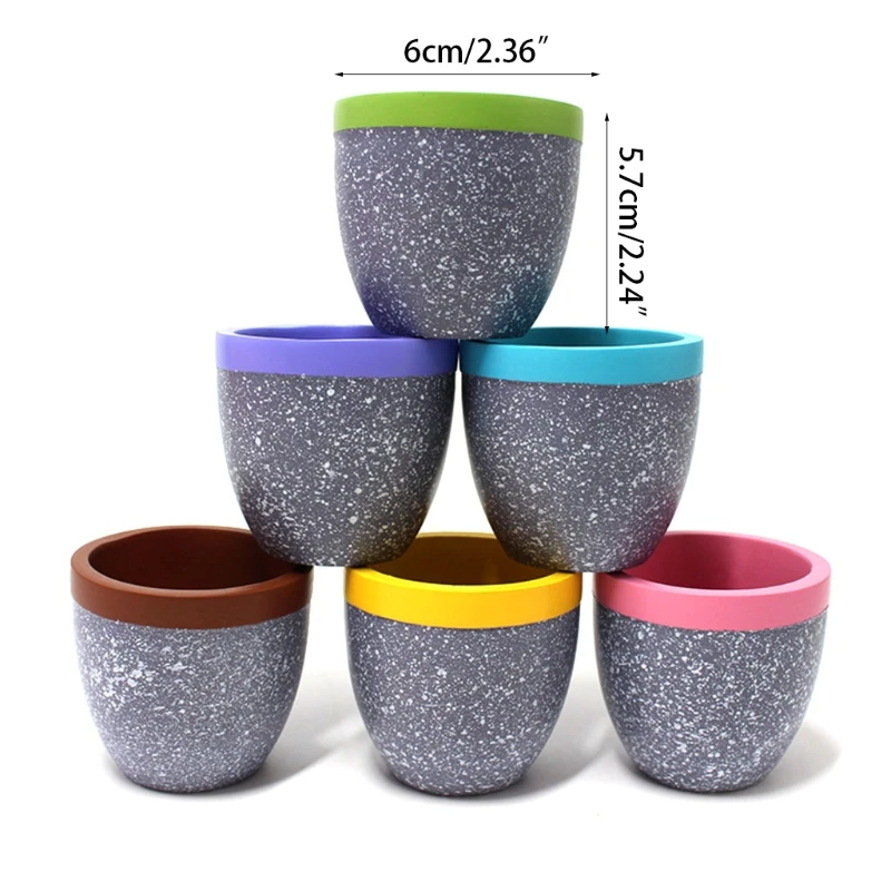 

6Pcs/Pack Succulent Plants Pots Flower Pots Resin Pot Opening Diameter 2.4'' Anti-break Durable Garden Room Desk Decorations