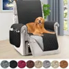 Quilted Recliner Sofa Cover Waterproof Armchairs Slipcovers Dogs Pets Kids Anti-Slip with Side Pockets Elastic Strap Protector 1