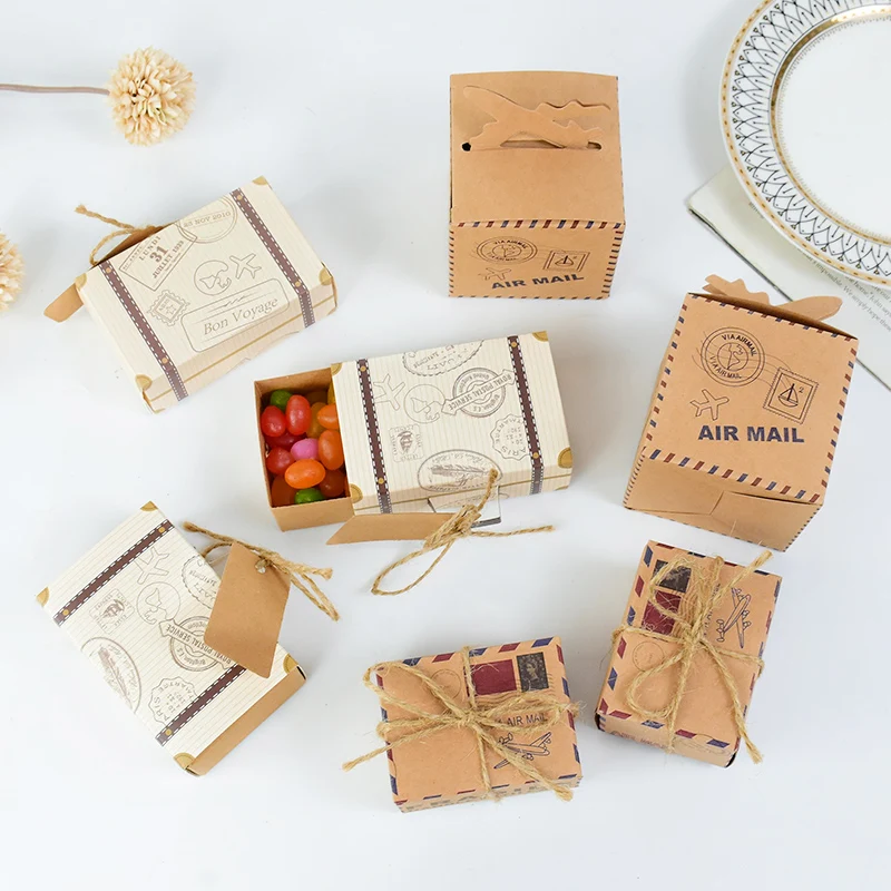 DIY Vintage Mini Suitcase Candy Box with Tags Chocolate Packaging Gift Boxes  Party Wedding Favor For Guests 10pcs/Lot - AliExpress