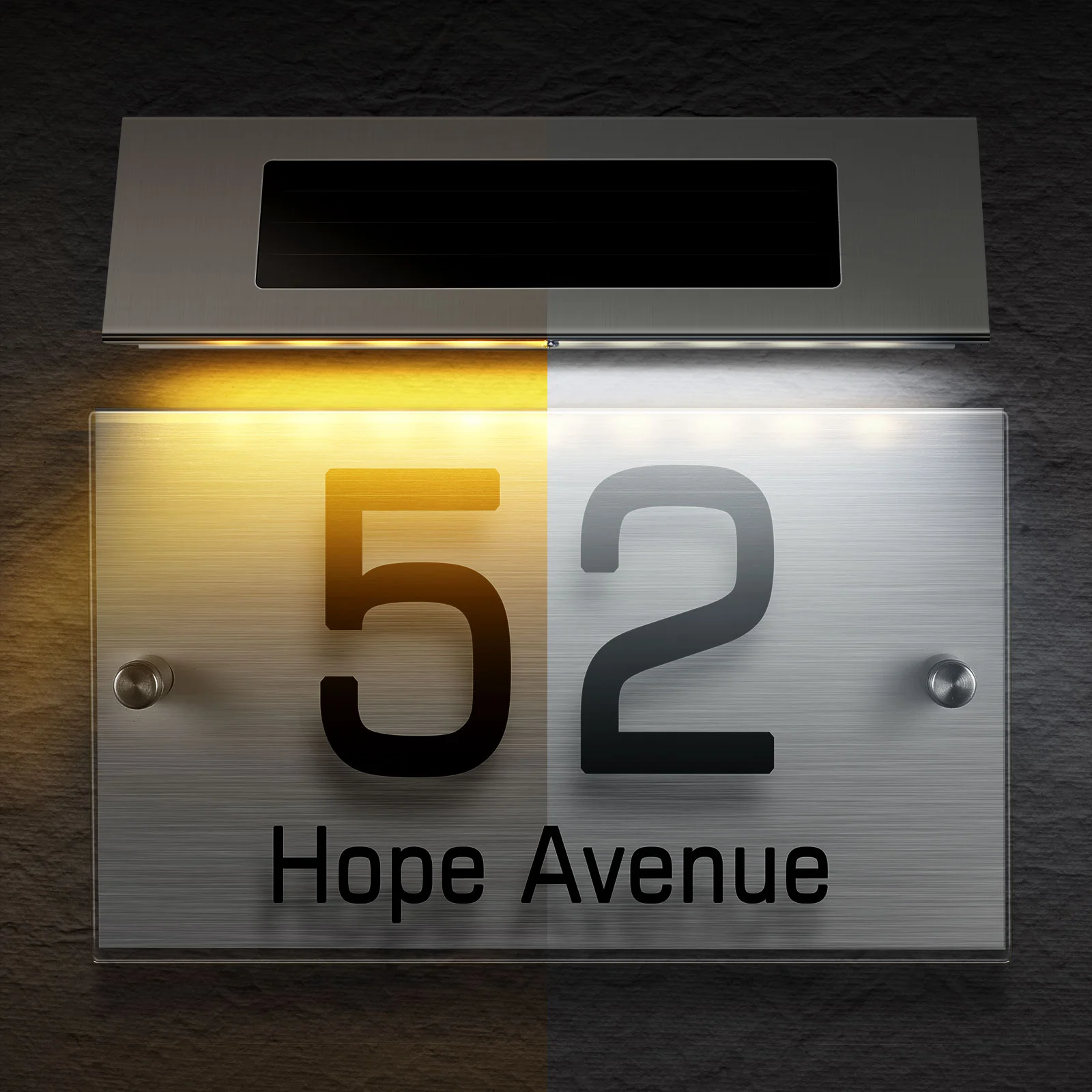 

1 Set Address Sign House Number Solar Doorplate Lamp Address Number Plate