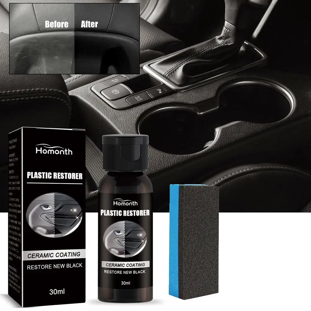 30ML Plastic Restorer Black Car Trim Restorer Cars Bumper Restorer Renovator Refurbishment Gloss Trim Liquid Black U7G0