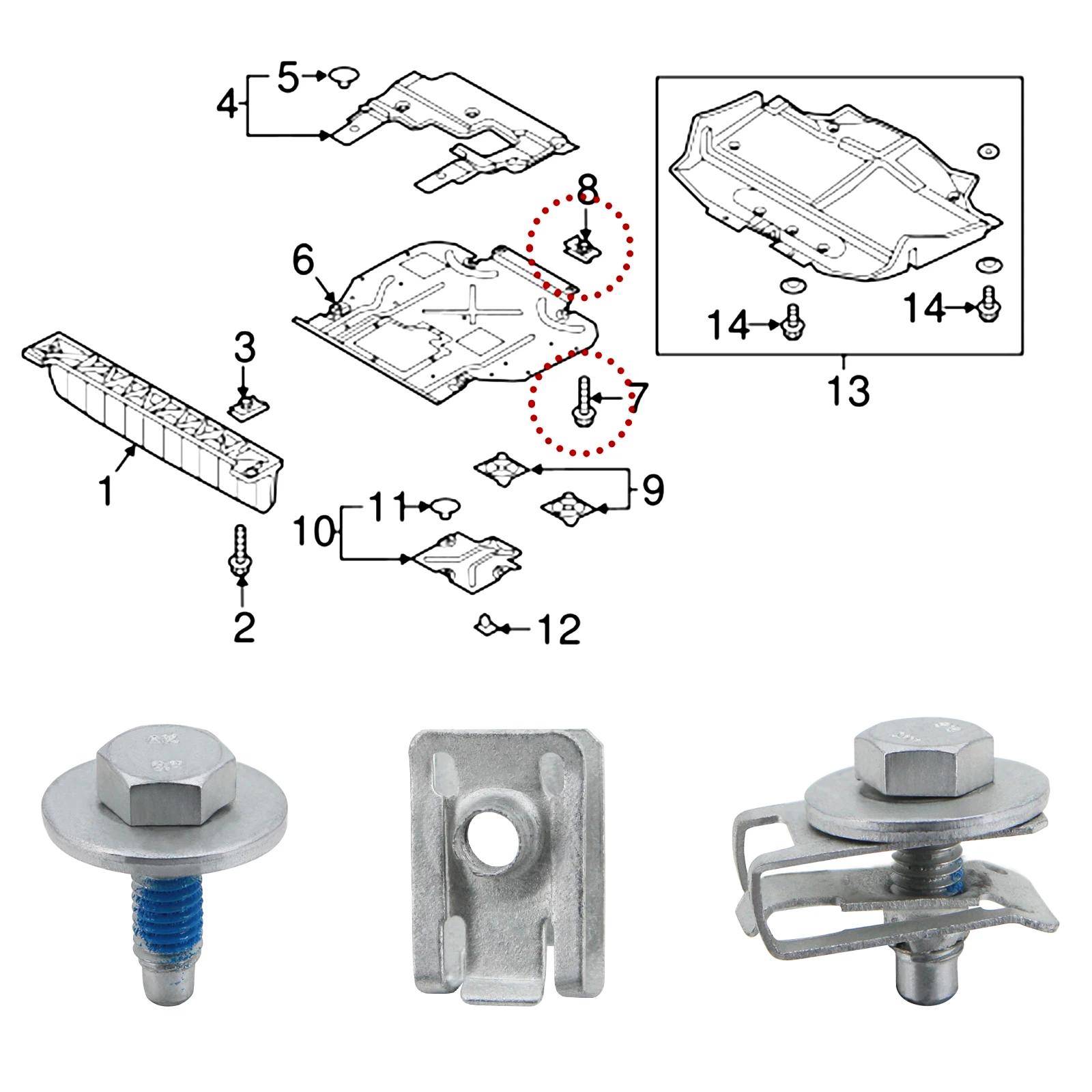 Car Body Bolts U-nut Clip M6 Engine Cover Splash Shield Guard Bumper Fender Retainer Fastener Grade 8.8 Screws auto fasteners,car screws