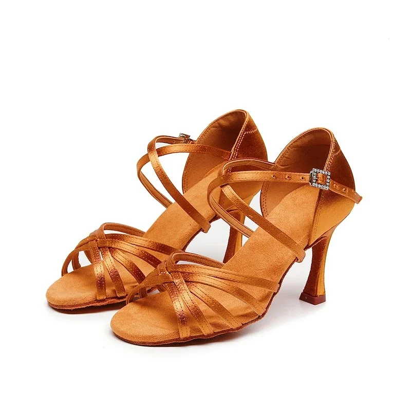Women Latin Dance Shoes Ladies Tango Ballroom Dance Shoes Soft Sole Party Salsa Dancing Girls High Heel Sandals 5.5/7.5 CM