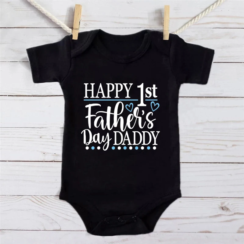 Personalised ANY NAME Happy 1st Fathers Day Cute Boys Girls Baby Vest Bodysuit 