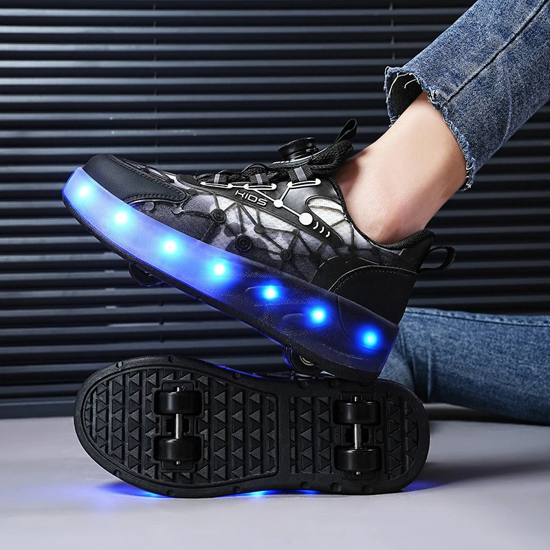 Fashion Casual Sneakers  Roller Shoes Outdoor Deformation Parkour Skates Dual-Use Children\'S Youth Women Adults Unisex