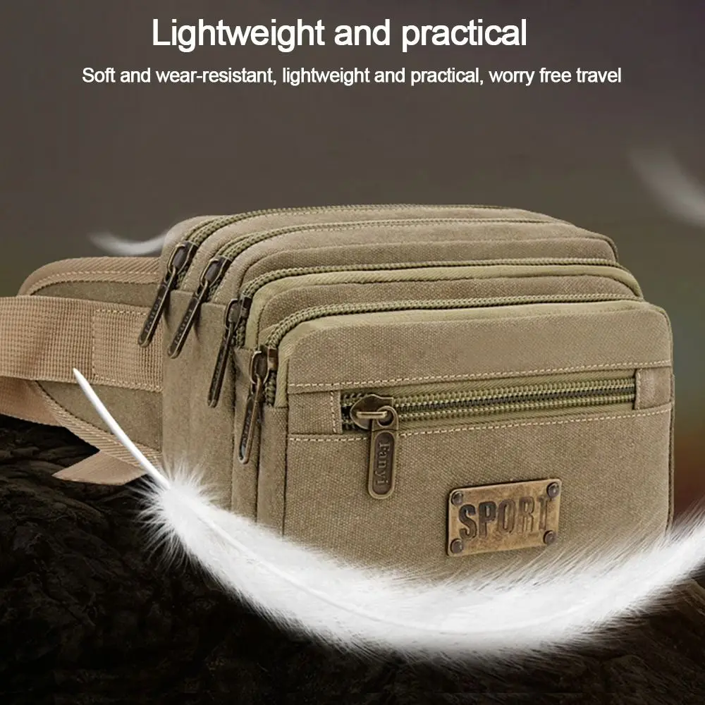 Nützliche Canvas-Hüfttaschen, mehrere Taschen, multifunktionale Kassiertasche, große Kapazität, Outdoor-Lauftasche, Schultertasche – Detail 9
