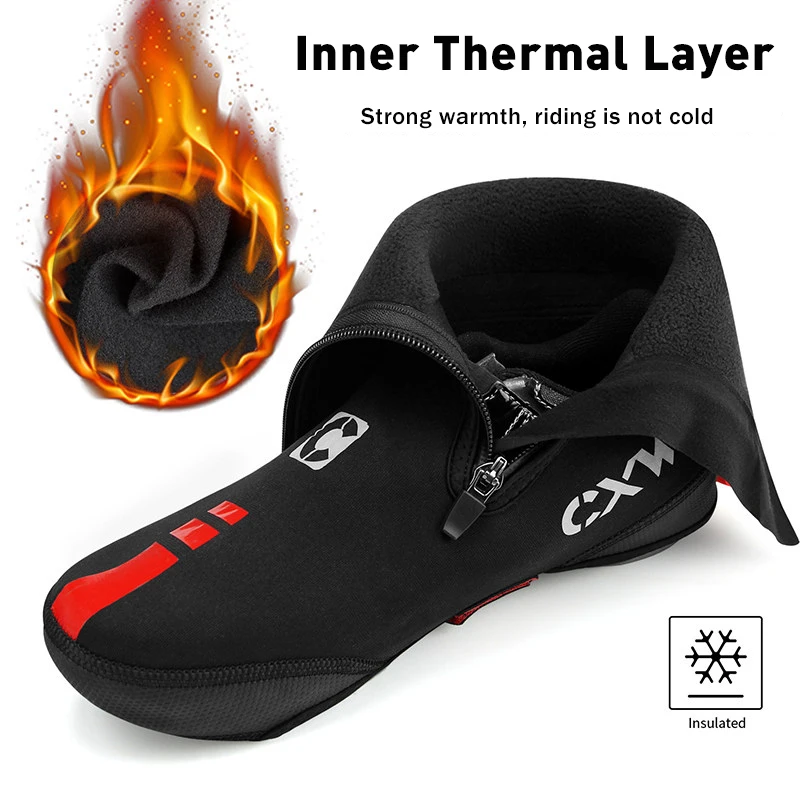 Lixada Winter Fietsen Lock Schoenen Cover MTB Racefiets Overschoenen Waterdicht Winddicht Warm Fleece Fietsen Schoenen Covers Fiets Schoenen Protector, Zwart, X-Large