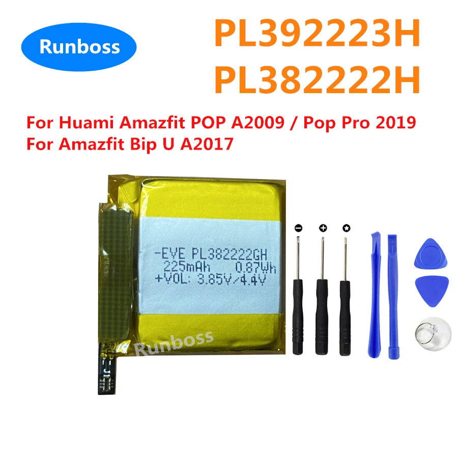 

PL392223H PL382222H Original Battery For Huami Amazfit Bip U A2017 POP A2009 ,Pop Pro A2019 Smat Watch Battery 392223 235mAh