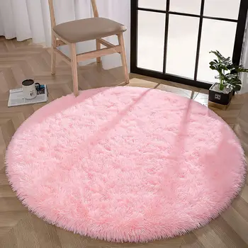 NOAHAS Carpet Living Room Round Thick Carpet Fluffy Large Area Mat Floor Soft Rug Bedroom Long Plush Rug Children Room Decor