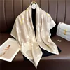 2024 New Silk Scarf Flower Color Matching Scarf Twill Silk Square Scarf 90cm Travel Sunscreen Shawl Headscarf Female 6